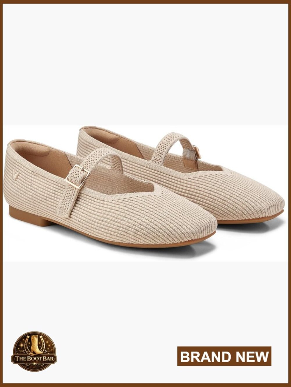 Women's Square-Toe Mary Jane Ballet Flats - Flexible Strap Lightweight Comfort